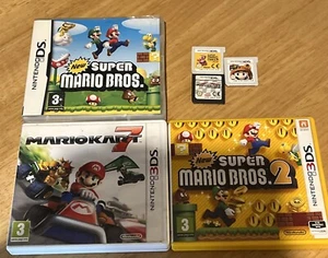 6 Games Bundle DS & 3DS Super Mario Bros 1 & 2 Mario Kart 7 Mario Maker & Lands - Picture 1 of 4