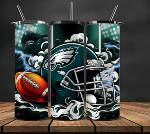 20 oz Philadelphia Eagles Stainless Steel Tumbler & Straw Cartoon Rendition - Picture 1 of 3