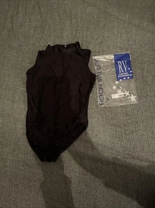 roch valley turtle neck black Size 3 Small Adults Uk 10 Shiny Leotard Polo Neck - Picture 1 of 12