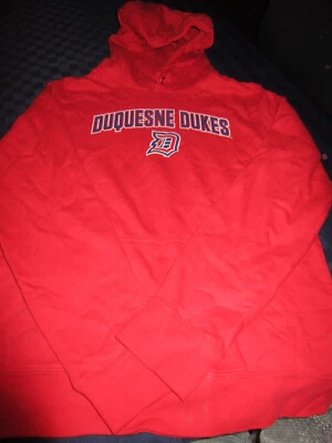 NEW MENS DUQUESNE UNIVERSITY DUKES HOODED SWEATSHIRT RED MEDIUM - Image 1 of 2