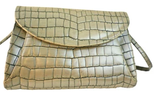 Handbag FRENCHY of CALIFORNIA faux croc pattern brown bag medium USA Pocket Book - Picture 1 of 10