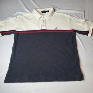 Nautica Shirt Collared Cotton Soft Mens L 23x26 Pilling Gray Stripe READ - Picture 1 of 17