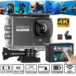 COOAU Waterproof Sports Action Camera 4K 48MP WiFi EIS Video Recorder For GoPro - Picture 1 of 9