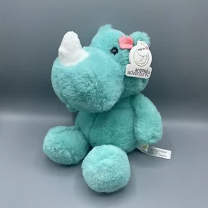 Animal Adventure Rhino Plush Stuffed Animal Aqua NEW 13" Inch - Picture 1 of 6