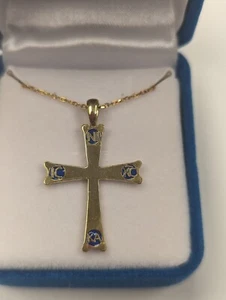 Mt Sinai Cross Necklace Gold Plated Sterling Silver Necklace with 18 inch chain - Picture 1 of 3
