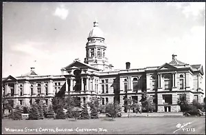 Wyoming State Capitol Gebäude Cheyenne WY RPPC Außenansicht - Bild 1 von 2