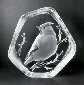 MATS JONASSON SWEDEN LEAD CRYSTAL CARDINAL BIRD SCULPTURE SIGNATURE COLL SIGNED - Picture 1 of 3