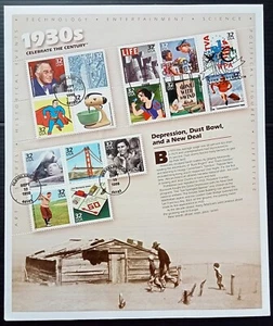 (AOP) US celebrate the century 1930s sheet on FDC - Picture 1 of 1
