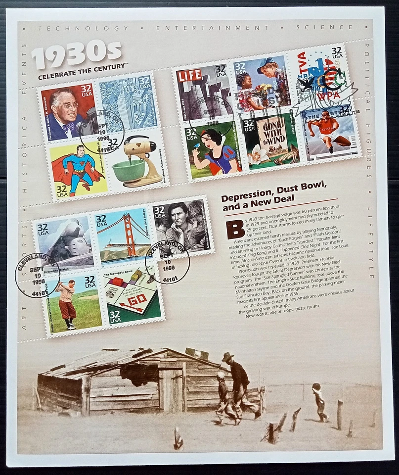 (AOP) US celebrate the century 1930s sheet on FDC - Image 1 of 1