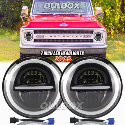 Chrome 7inch LED Headlight High Low Beam FIT Chevy K10 1975 1976 1977 1978 1979 Foto 1 de 4