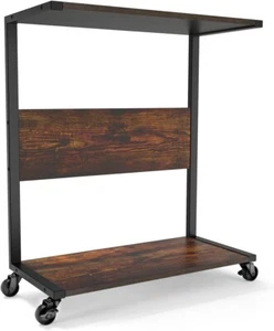 Office Mobile Cart for Books, Printer, Computer CPU Organizing - Walnut Color - Picture 1 of 7