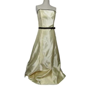 Jessica McClintock For Gunne Sax Yellow Satin Strapless Gown Junior Size 9 - Picture 1 of 10