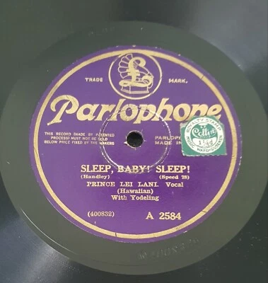 Prince Lei Lani – Sleep, Baby, Sleep / A Song To Hawaii - 1929 78RPM 10" MUITO BOM ESTADO - Imagem 1 de 2