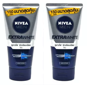 2x150g Nivea Men Extra White Foam Facial Whitening Effect 10X Face Wash - Picture 1 of 3