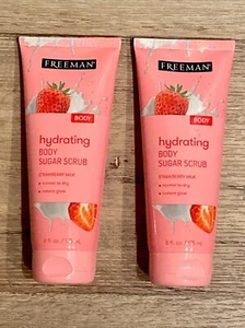 2 FREEMAN EXFOLIATING BODY SUGAR SCRUB STRAWBERRY MILK INSTANT GLOW & ENERGY 6oz - Picture 1 of 4