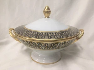 Chas Haviland Limoges Incrustation Polie a l'agate Cobalt 10.25" SERVING BOWL - Picture 1 of 11