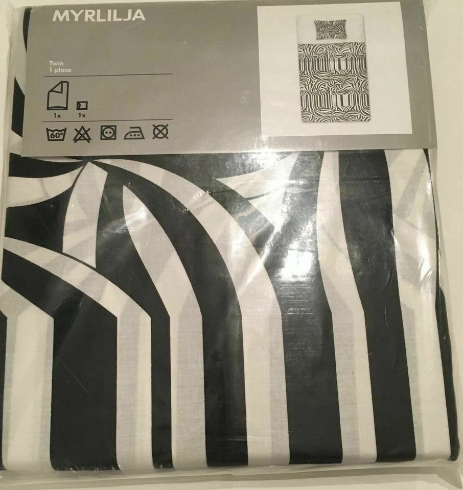 IKEA MYRLILJA Funda Edredón Edredón con Funda de Almohada Negro Blanco Juego de Cama DOBLE NUEVO NOS  Foto 1 de 1