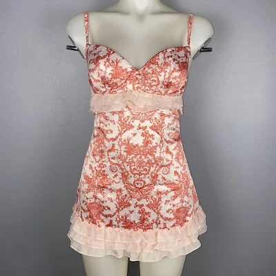 Victoria's Secret женщин 36B редкая розовый и красный оборки бюстье скольжения ночь * читать - Изображение 1 из 4