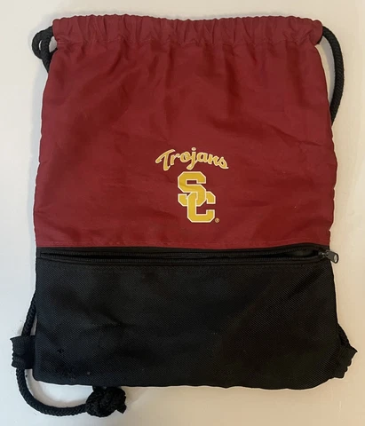 USC TROJANS 16" DRAWSTRING CINCH BACKPACK BAG WITH FRONT ZIPPER POCKET Cover