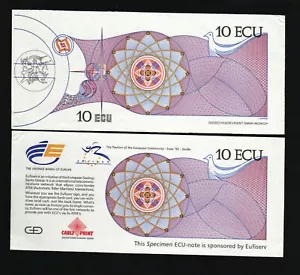 10 ECU 1992 Seville Expo Spain Commemorative UNC Giesecke & Devrient Test NOTE - Picture 1 of 3