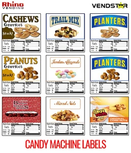 (9) CANDY VENDING MACHINE STICKERS LABELS - NUTRITION INFO - 2.5" x 2.5" - Picture 1 of 10