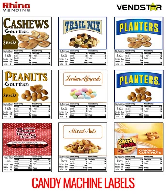 (9) CANDY VENDING MACHINE STICKERS LABELS - NUTRITION INFO - 2.5" x 2.5" - Image 1 of 4