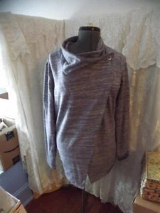 NEW DANSKIN asymmetric wrap JACKET CARDIGAN sz large NWT NAVY HEATHER - Picture 1 of 11