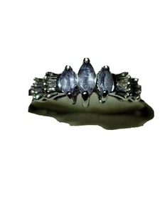 10K White Gold Marquise Amethyst? Ring 7.25 - Picture 1 of 5