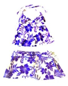 Sunsets Bali Purple Skirted Halter Tankini Sz Medium Top, Large Bottoms NWT$130 - Picture 1 of 7
