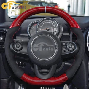 Alcantara Red Carbon Fiber Steering Wheel for MINI F54 F55 F56 F60 Cooper 2014+ - Picture 1 of 11