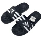 Adidas Adissage Slides Womens Size 11 Black White Slides Comfort Sandals NWT