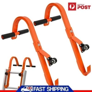 2 Pack Heavy Duty Steel Ladder Stabilizer Steel Ladder Roof Hook Bar with Wheel - Picture 1 of 9