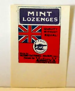 Early 1900s VICTORY V "MINT LOZENGES" BODY CONFECTIONERY FOOD PAPER LABEL - Picture 1 of 1