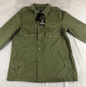 Indigo Star Herren Militär Feld Knopfleiste Jacke grün Größe Small - Bild 1 von 9