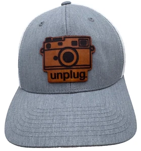 The Classics Unplug Trucker Hat Cap Mens Leather Camera Unplug Patch Adjustable - Picture 1 of 8