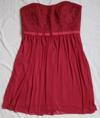 Vestido Rojo Bustier Sin Tirantes Floral Encaje Vacaciones Baile de graduación Fiesta Elegante Para Mujer 12 Foto 1 de 4