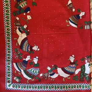 Mantel de ganso de Navidad rectangular 50” por 67” Sunweave años 80 de colección 50/50 polietileno/cuna - Imagen 1 de 5