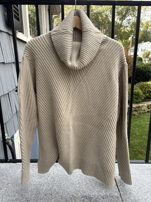 Ann Taylor Ribbed Cowl Neck Sweater Alpaca Merino Wool Beige Size XL - Image 1 of 4