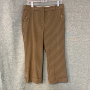 Capris femme Bobby J marron à rayures taille 8 pantalons vintage - Photo 1/10