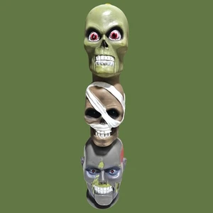 Gemmy Halloween Zombie Totenkopf Mumie Trio leuchtendes Totem singt Schrei 15" siehe Beschreibung - Bild 1 von 7