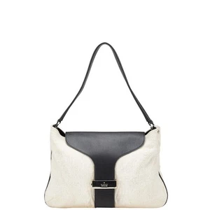 Gucci One Shoulder Bag Handbag 001 4035 001553 Ivory Black Canvas Leather Women - Picture 1 of 10