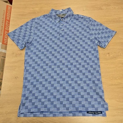 Robert Graham Modern Americana Stretch Polo Blue Houndstooth Plaid Tailored S - Image 1 of 4