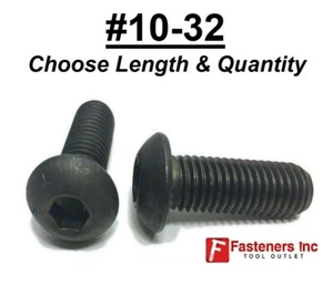 10-32 Button Socket Head Cap Screws Allen Black Oxide Alloy Steel (All Qtys) - Picture 1 of 7