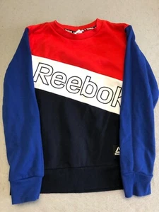 Reebok Sweatshirt Kids Boy's Medium (8) Colorblock Logo Fleece Active Crew - Picture 1 of 5