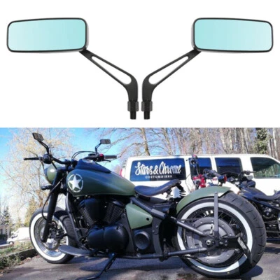 Espelhos retangulares pretos de motocicleta para Kawasaki Vulcan VN 500 750 800 900 1500 - Imagem 1 de 4