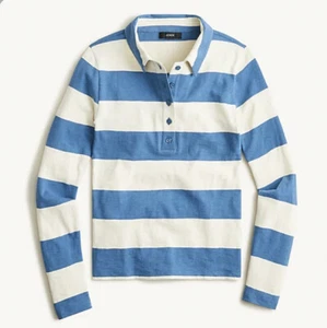 J. Crew NWT Fitted Button-Front Rugby Top - Deep Blue Natural - Size Small - Picture 1 of 1