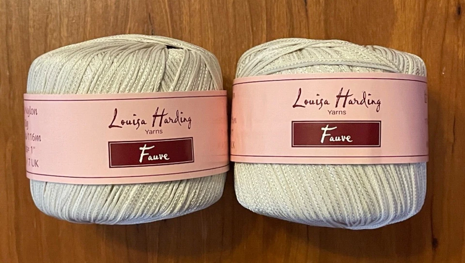 Lot of 2 Louisa Harding FAUVE Ribbon Yarn / Cream colorway - Image 1 of 4
