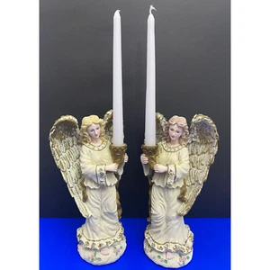 Juego de 2 candelabros decorativos Angel de Jaimy realista 11,5" pesado - Imagen 1 de 13
