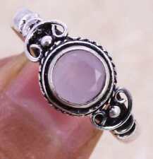 Alluring Rose Quartz 925 Silver Plated Handmade Ring of US Size 8.5 Ethnic