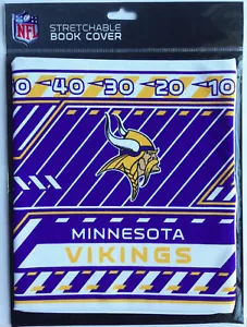 Cubierta de libro elástica premium con licencia oficial de los Minnesota Vikings NFL 8x10" - Imagen 1 de 2